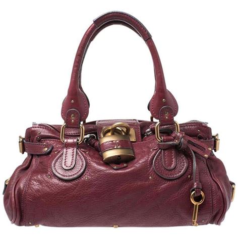 chloe paddington bag burgundy|Paddington leather handbag Chloé Burgundy in Leather .